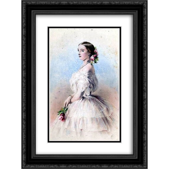Franz Xaver Winterhalter 2x Matted 18x24 Black Ornate Framed Art Print 'Grand Duchess of Russia, Olga Feodorovna'