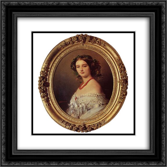 Franz Xaver Winterhalter 2x Matted 20x22 Black Ornate Framed Art Print 'Malcy Louise Caroline Frederique Berthier de Wagram, Princess Murat'