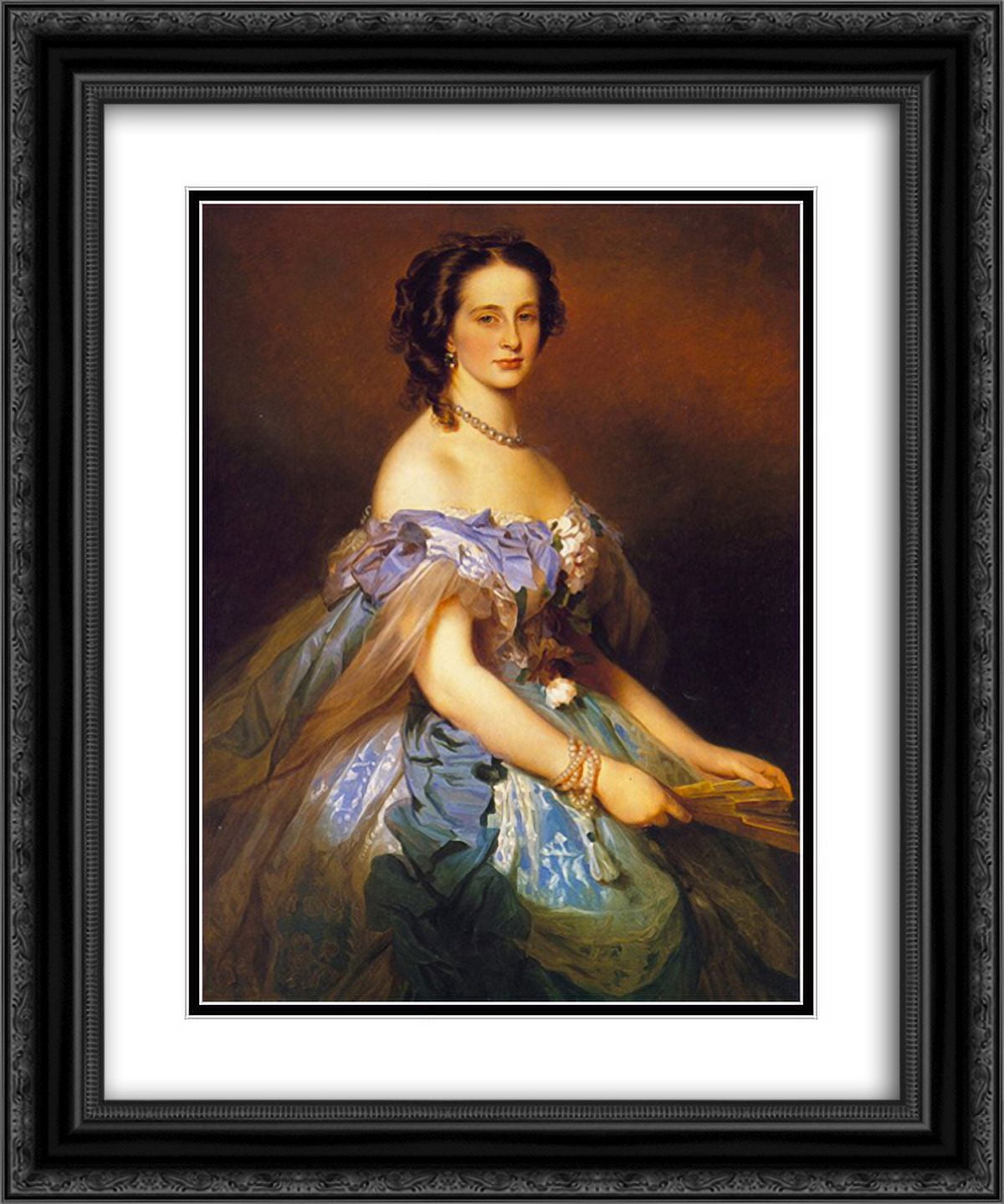 Franz Xaver Winterhalter 2x Matted 20x24 Black Ornate Framed Art