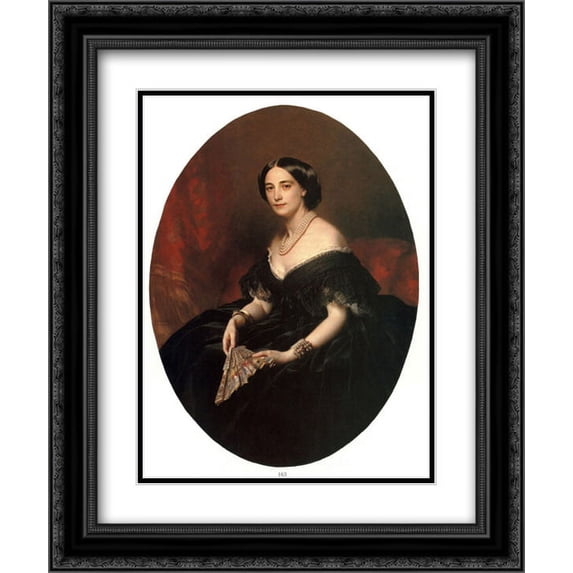 Franz Xaver Winterhalter 2x Matted 20x24 Black Ornate Framed Art Print 'Portrait of a Lady'