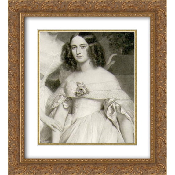 Franz Xaver Winterhalter 2x Matted 20x24 Gold Ornate Framed Art Print 'Caroline Elisabeth de Lagrange'