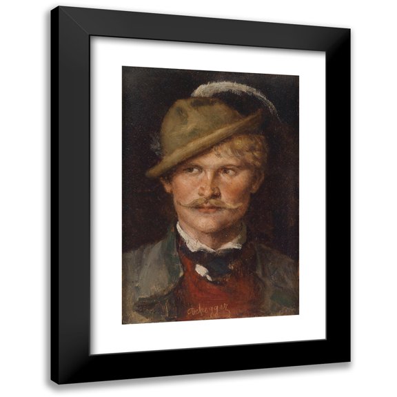 Franz von Defregger 11x14 Black Modern Framed Museum Art Print Titled - Bauernbursch with Hat