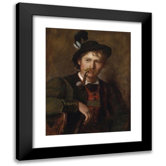 Franz von Defregger 12x14 Black Modern Framed Museum Art Print Titled - Portrait of a Young Tyrolean (1897)