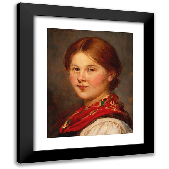Franz von Defregger 12x14 Black Modern Framed Museum Art Print Titled - Tyrolean Girl