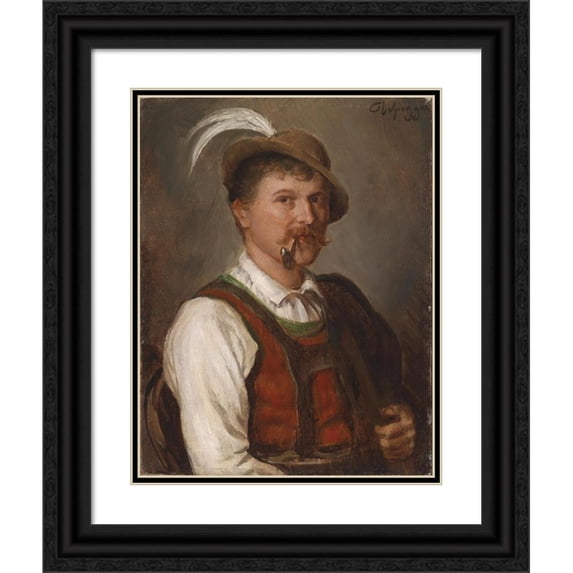 Franz von Defregger 20x24 Black Ornate Framed Double Matted Museum Art Print Titled: Young Boy in Sunday Costume