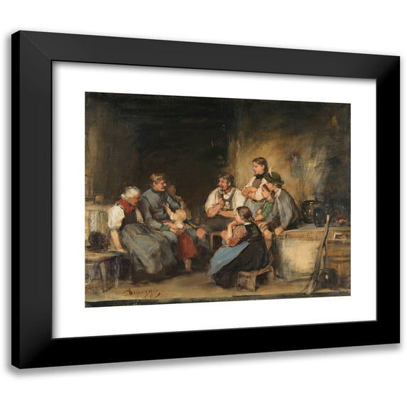 Franz von Defregger 24x20 Black Modern Framed Museum Art Print Titled - The Vacationer (Oil Sketch) (1880)
