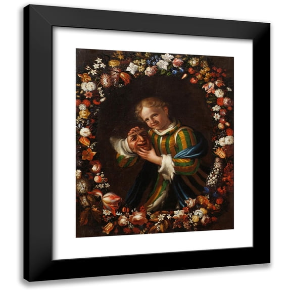 Franz von Margety 15x18 Black Modern Framed Museum Art Print Titled - Child with Larva in the Flower Wreath