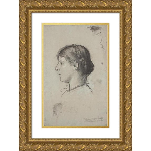 Franz von Matsch 13x18 Gold Ornate Wood Frame and Double Matted Museum Art Print Titled - Study of a Lying Men's Act.