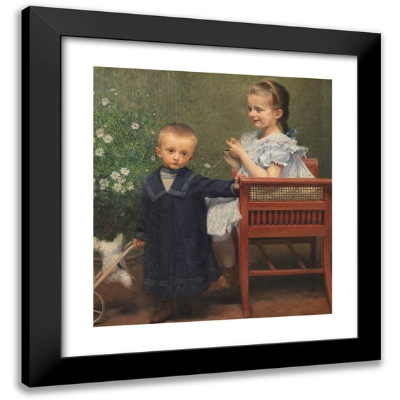 Franz von Matsch 15x16 Black Modern Framed Museum Art Print Titled - Resi and Hans Matsch, the Children of the Artist (1902)