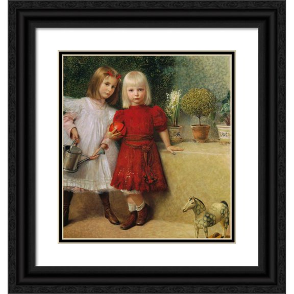 Franz von Matsch 20x21 Black Ornate Framed Double Matted Museum Art Print Titled: Hilda and Franzi Von Matsch, the Children of the Artist (1901)