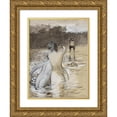 thumbnail image 1 of Franz von Stuck 15x18 Gold Ornate Wood Frame and Double Matted Museum Art Print Titled - Faun and Bathing Mermaids, 1 of 4