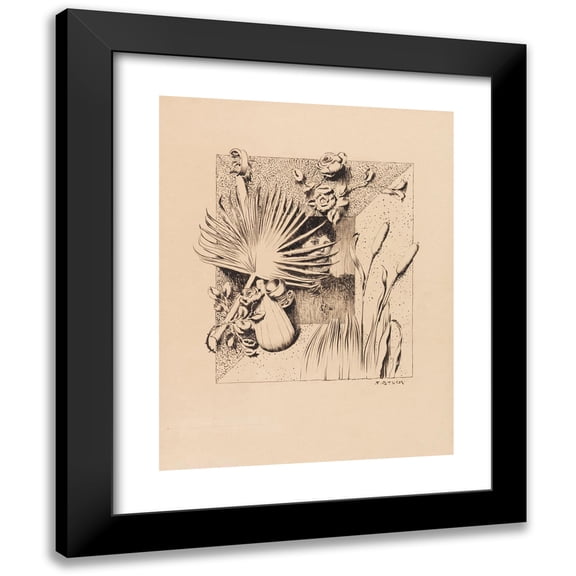 Franz von Stuck 19x24 Black Modern Framed Museum Art Print Titled - Draft for a Picture Frame (Approx. 1888)