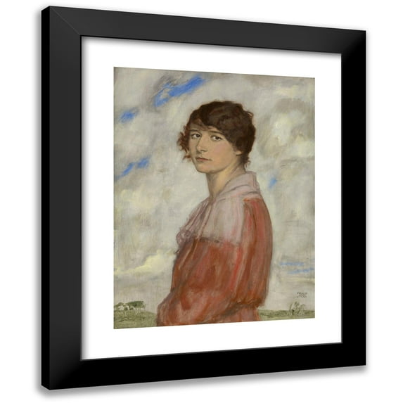 Franz von Stuck 19x24 Black Modern Framed Museum Art Print Titled - Lady in Red (Around 1918)