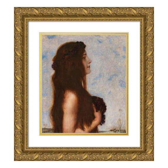 Franz von Stuck 20x23 Gold Ornate Framed and Double Matted Museum Art Print Titled - Spring (1900)