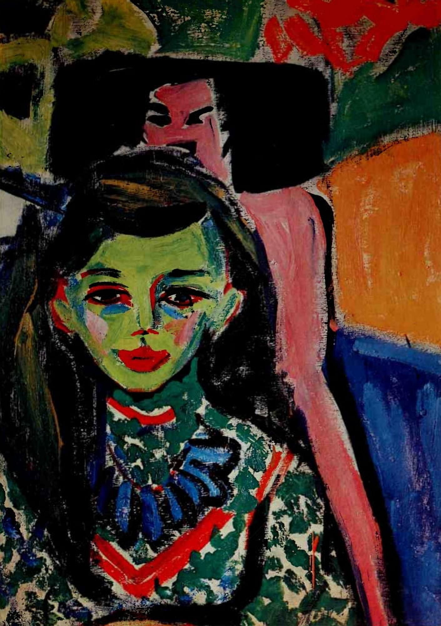 Franzi in a carved chair 1910 Canvas Art - Ernst Ludwig Kirchner (18 x 24)