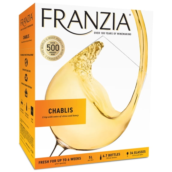 Franzia Chablis White Wine, 5 L Bag in Box, 13% ABV
