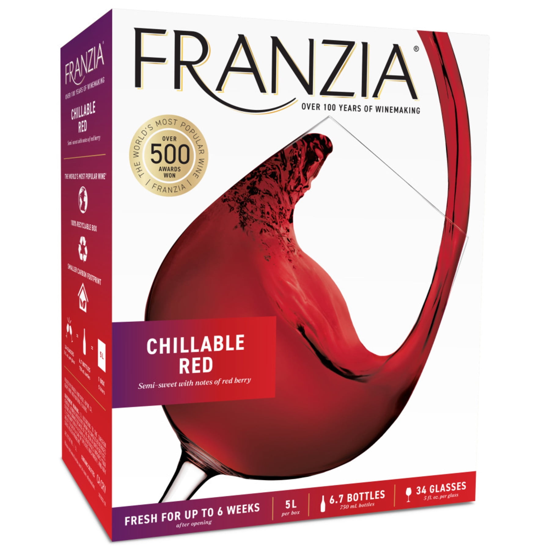 Franzia Chillable Red Wine, 5 L Bag in Box, 9% ABV