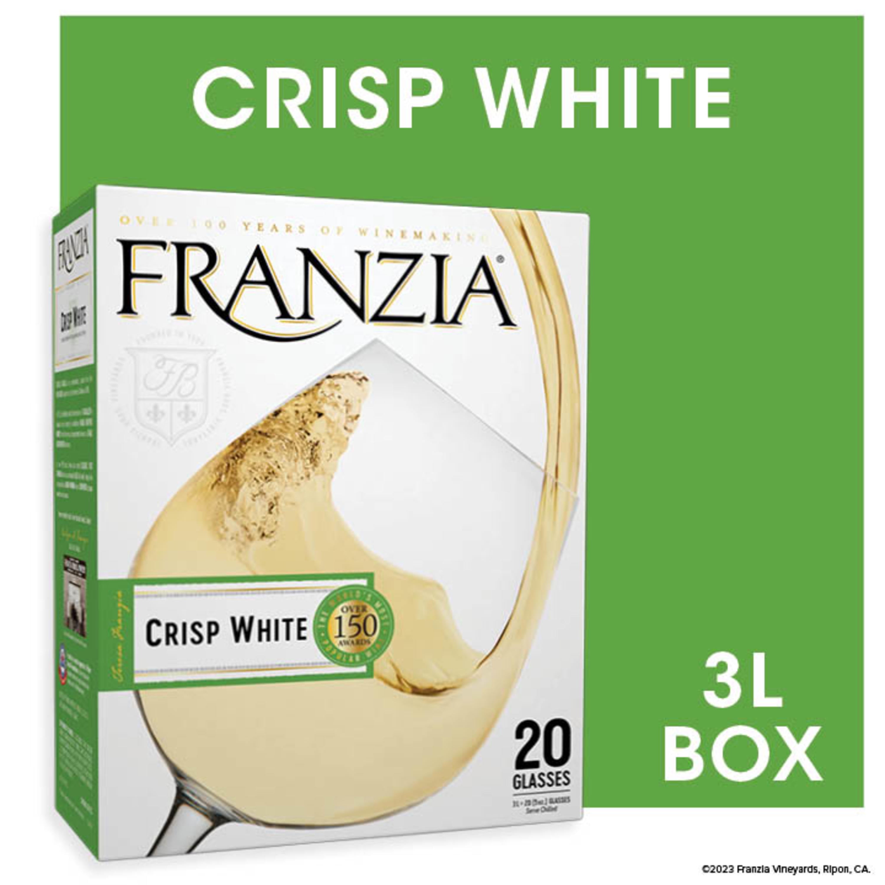 Franzia Crisp White Wine, 3 L Bag In Box, ABV 9.00