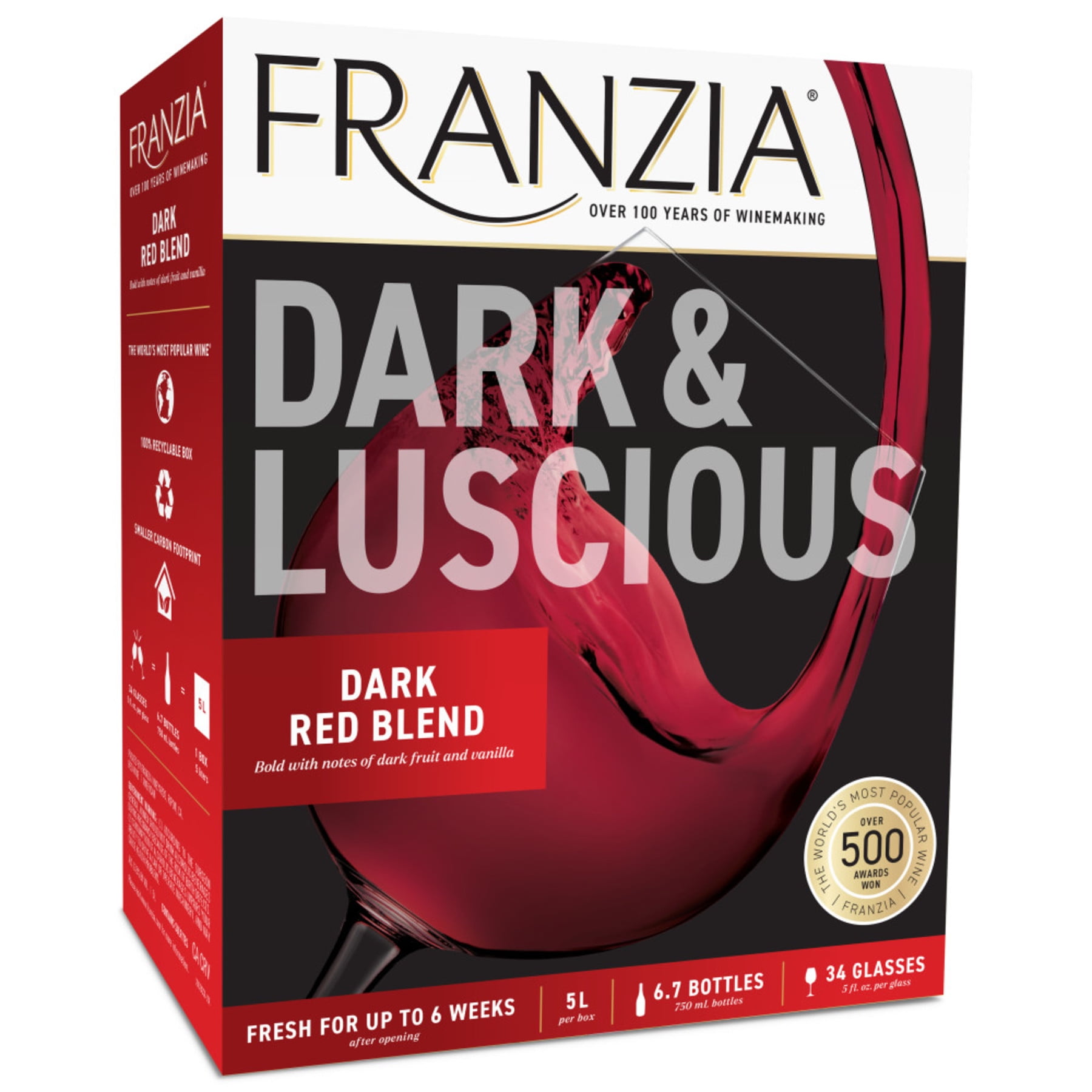 Franzia Dark Red Blend Vintner Select International, 5 L Bag in Box, 14% ABV