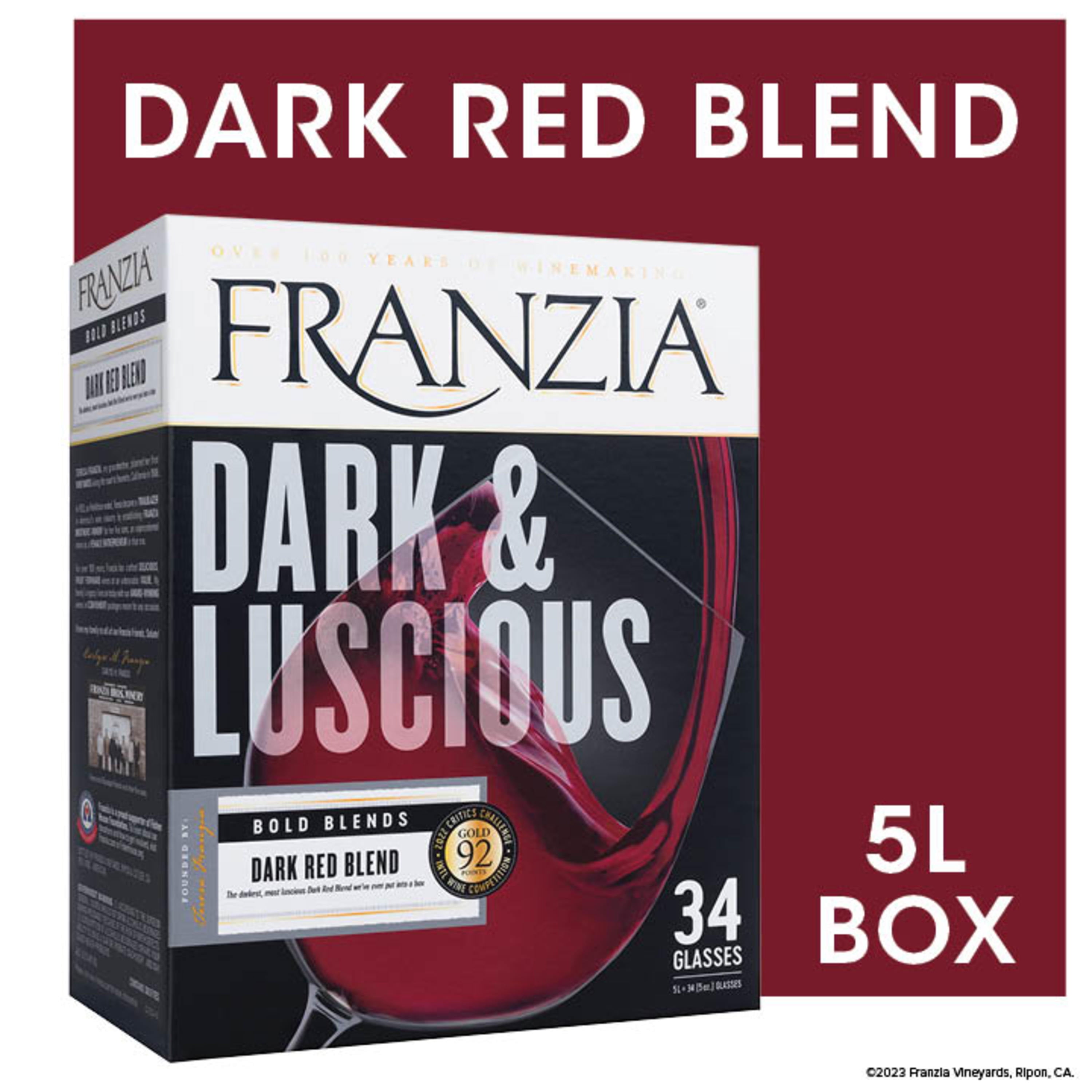 Franzia Dark Red Blend Vintner Select Red Wine, 5 L Bag In Box, ABV 13.