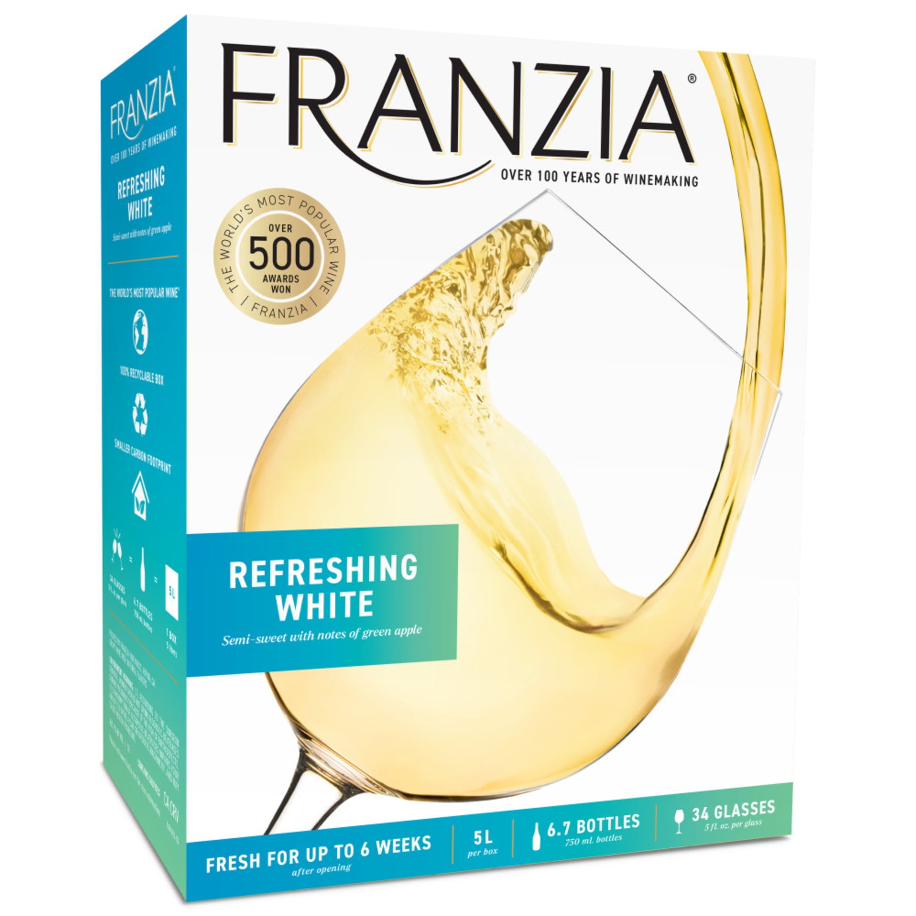 Franzia Refreshing White House Favorites International, 5 L Bag in Box, 9% ABV