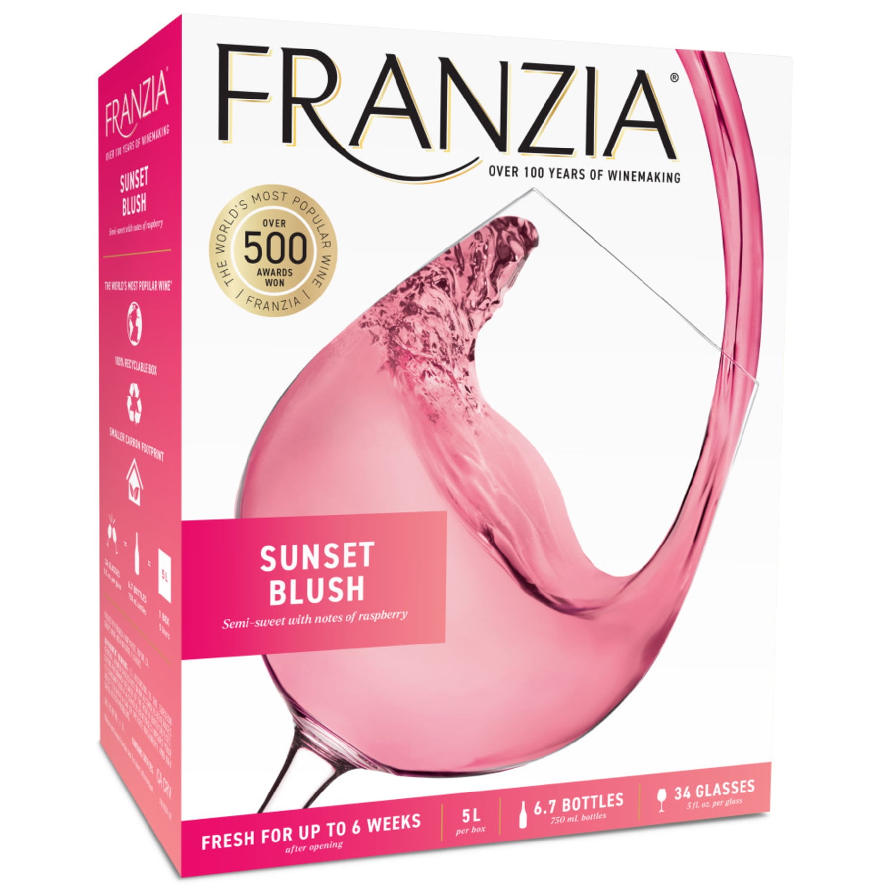 Franzia Sunset Blush House Favorites  Rose Wine, 5 L Bag in Box, 9% ABV