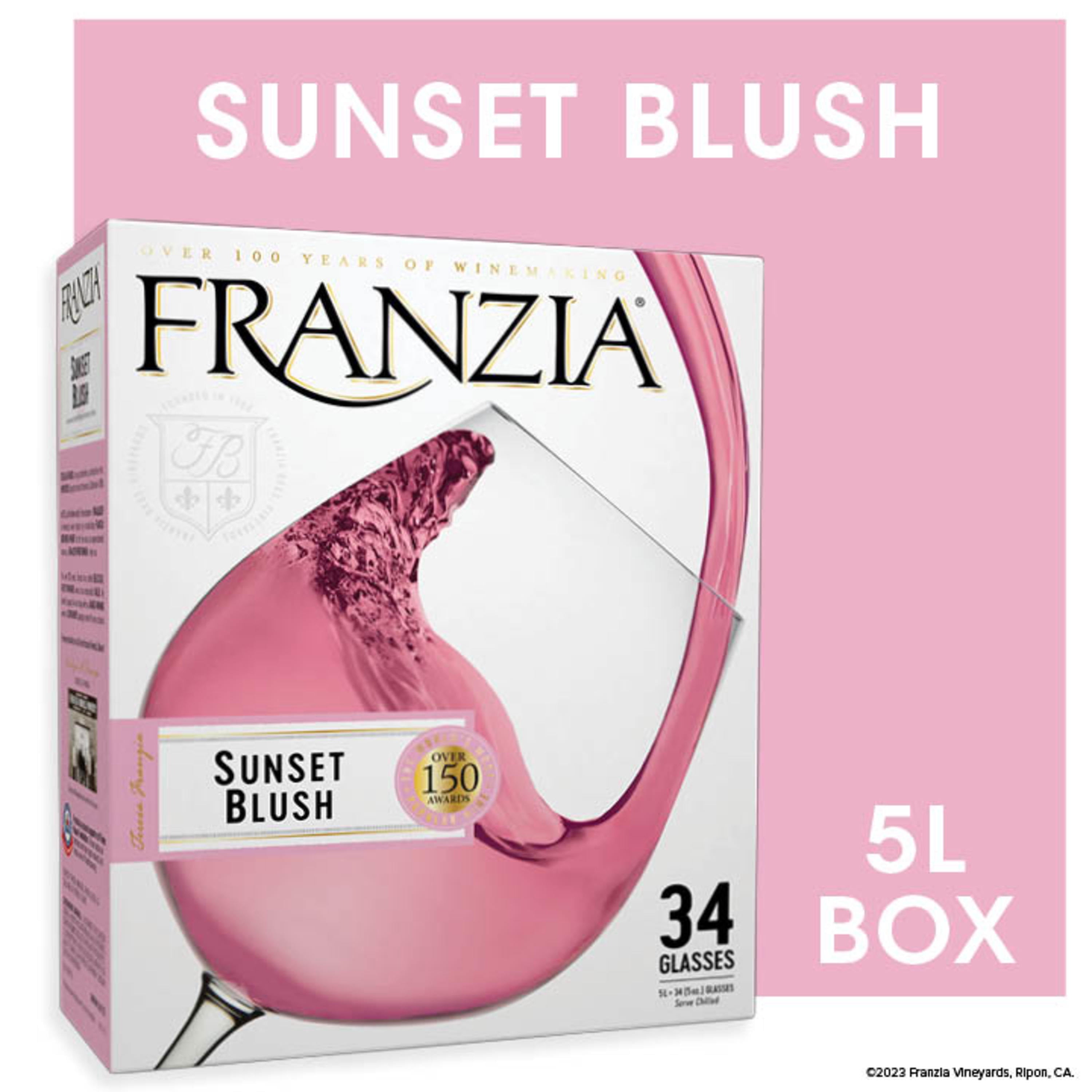 Franzia Sunset Blush House Favorites Rose Wine, 5 L Bag in Box, 9 ABV