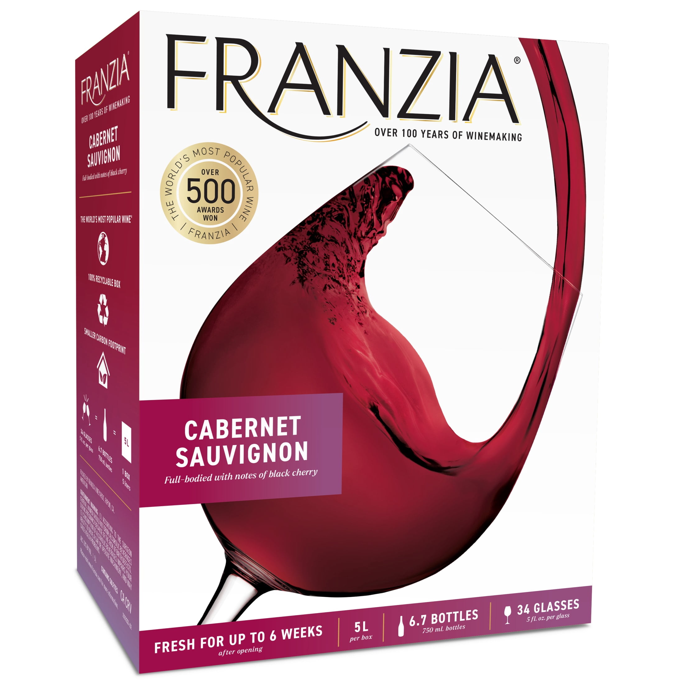 Franzia, Red Wine, 5L, Cabernet Sauvignon, Full-Bodied, Dry