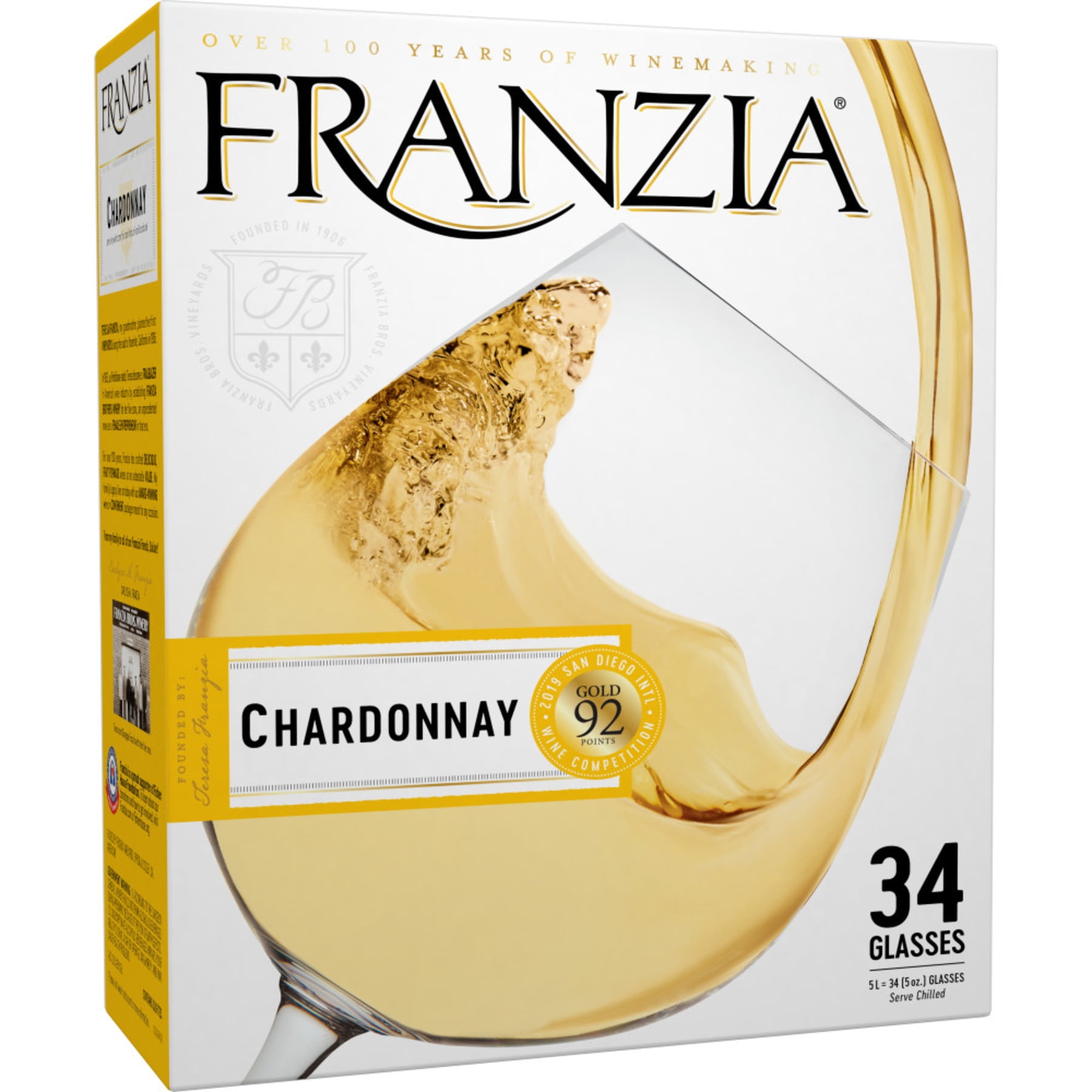 Franzia Vintner Select Chardonnay White Wine International 5 L Bag in Box 13 ABV Walmart