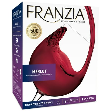 Franzia Vintner Select Merlot Red Wine International, 5 L Bag in Box, 13% ABV