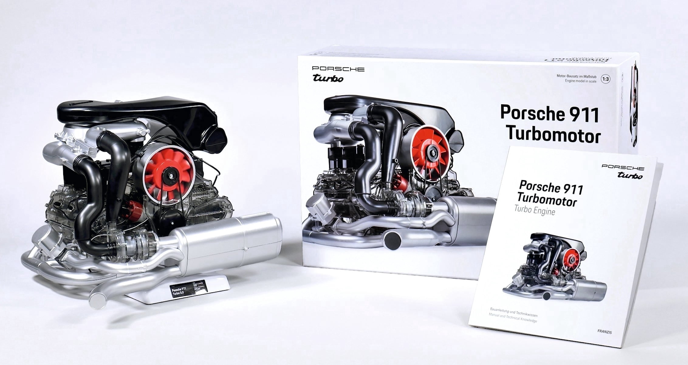 Franzis Porsche 911 Turbo Model Engine Kit + Collector's Book, No glue ...