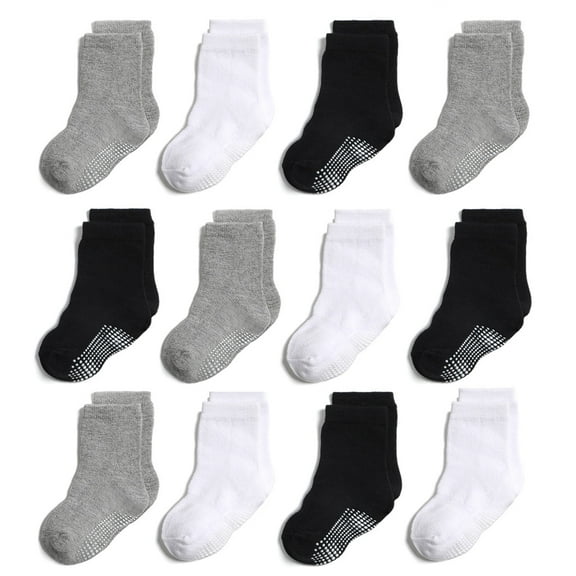 Fraobbg 12 Pack Baby Non Slip Crew Socks Toddlers Cotton Grips Socks Boys Girls