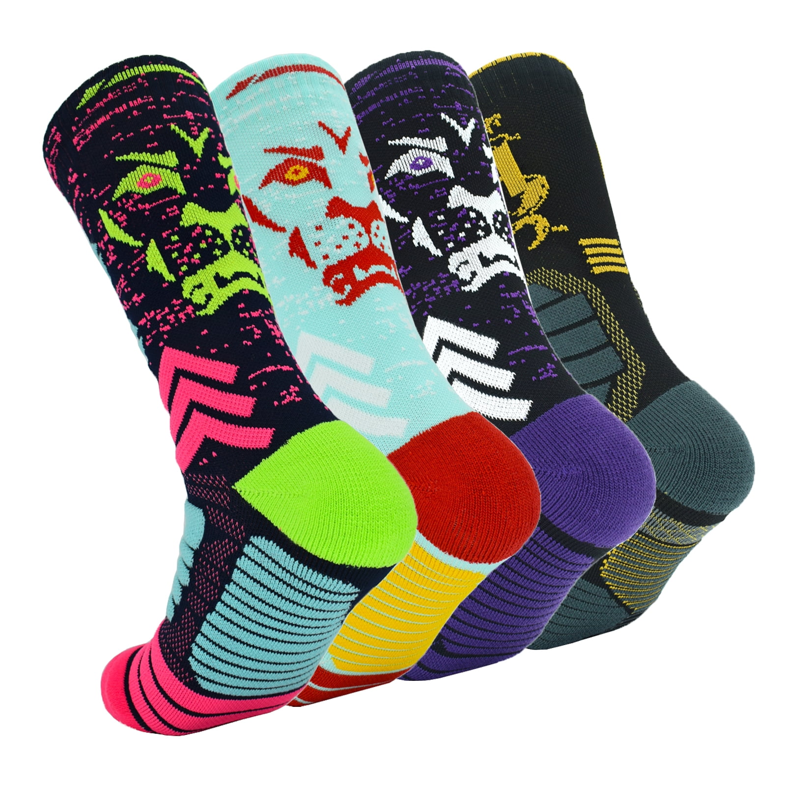 Fraobbg 4 Pack Mens Basketball Socks Elite Athletic MidCalf Crew Socks