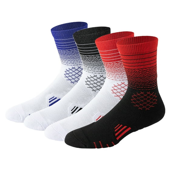Fraobbg 4 Pairs Mens Athletic Socks Crew Casual Cushion Breathable Basketball Sports Mid-calf Socks