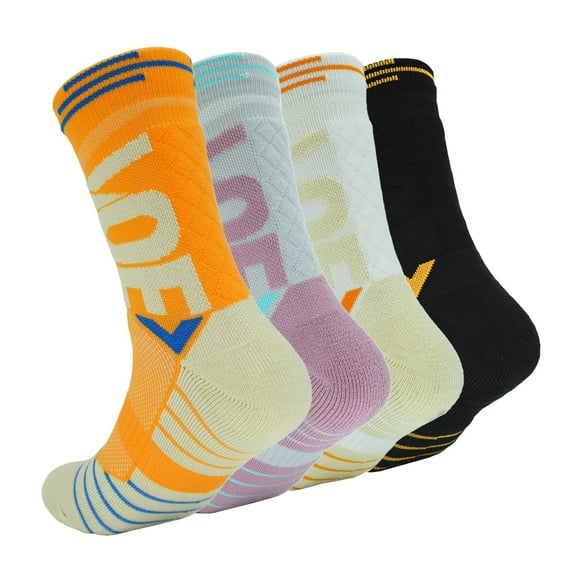 Fraobbg 4 Pairs Mens Athletic Socks Crew Casual Cushion Breathable Basketball Sports Mid-calf Socks