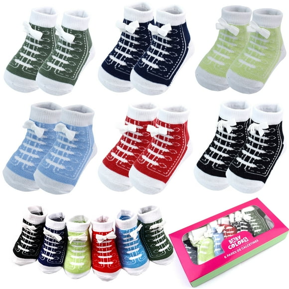 6-Pack Baby Cotton Newborn Ankle Sock Crew Bootie Infant Socks 0-6 Month