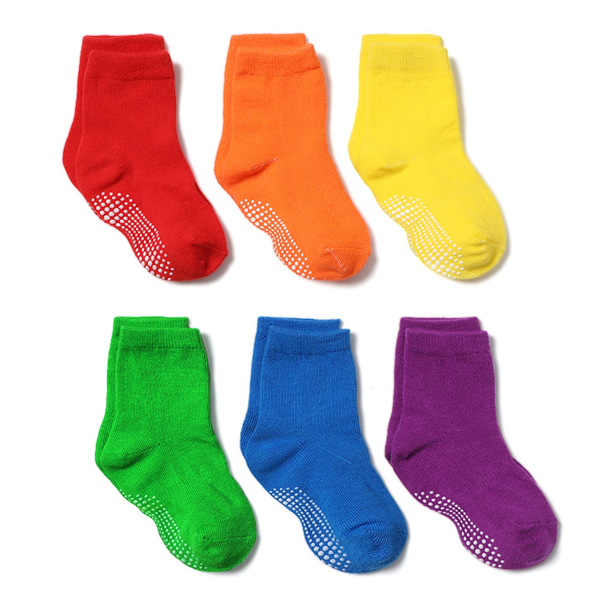 Fraobbg 6 Pack Baby Girls Non Slip Crew Socks For Toddlers Cotton Grips