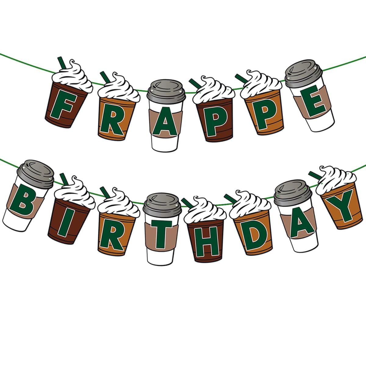 Frappe Coffee Themed Birthday Party Banner - Gold Foil Lettering On Cardstock - View #9