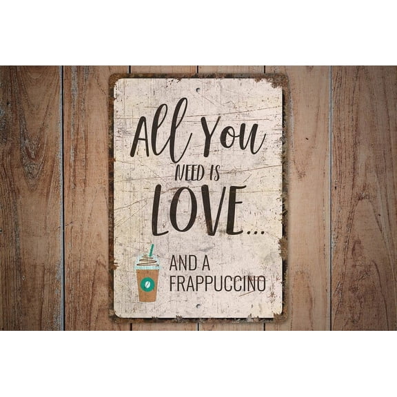 Frappuccino Sign Frappuccino Decor Frappuccino Ice Coffee Sign Vintage Style Sign Metal Sign SIZE: 8" x 12"