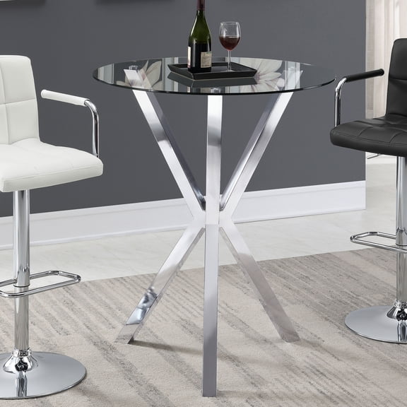 Fraser Chrome 35-inch Glass Top Bar Table
