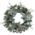 thumbnail image 1 of Fraser Farm Hill 24" Glitter Berry/Sugar Ball Snowy Wr on Mixed Pine, BO LED Lights/Timer, 1 of 6