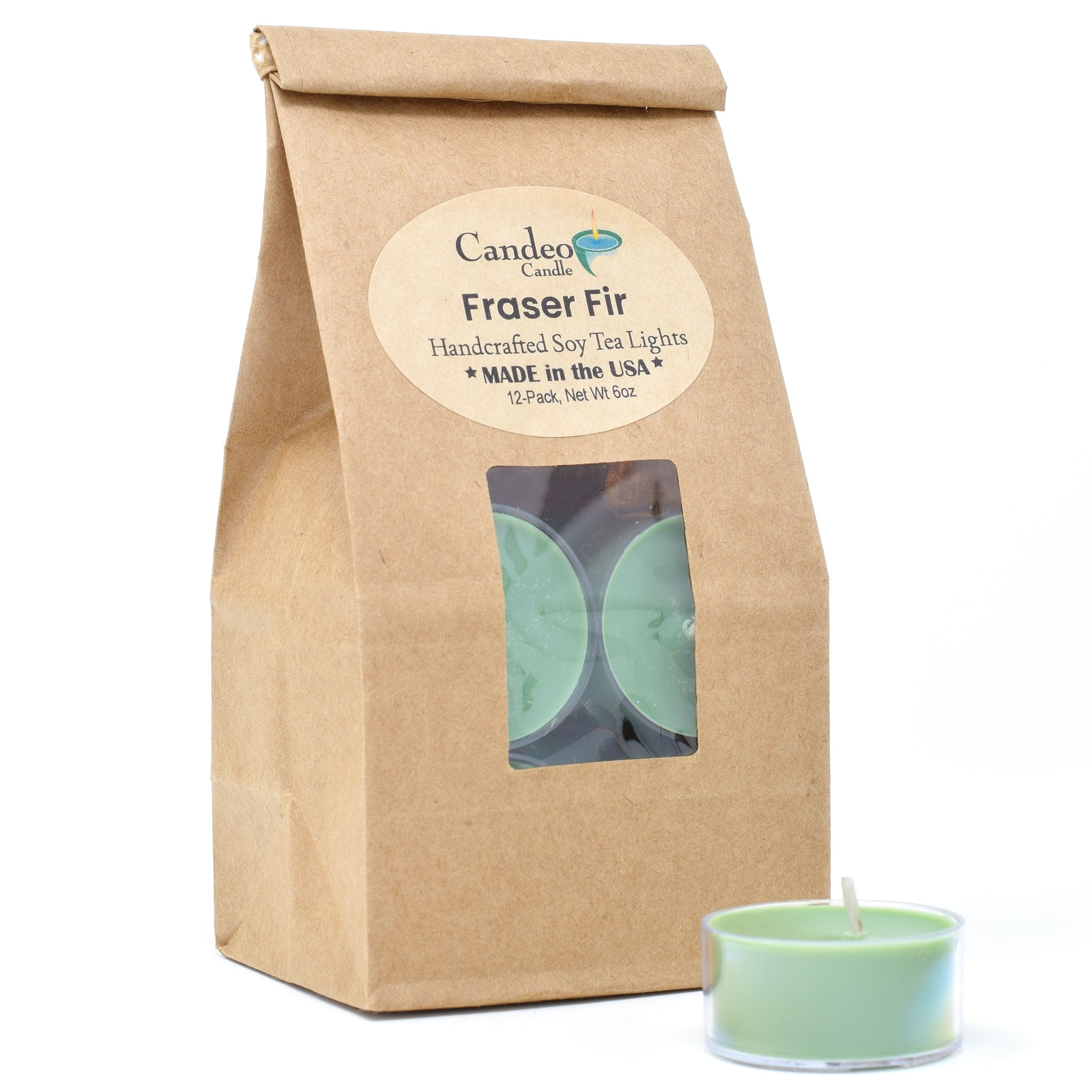 Fraser Fir, Holiday Scented Soy Tealights, 12 Pack Clear Cup Candles