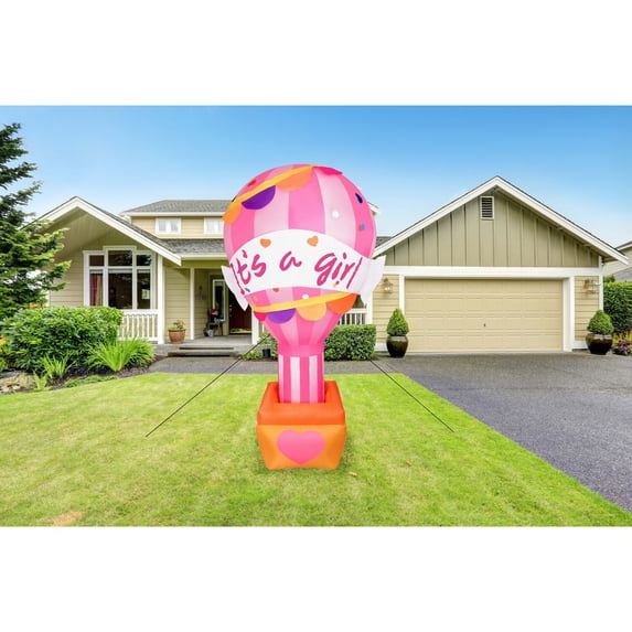 Fraser Hill Farm 10-Ft. Inflatable It's a Girl Balloon Sign with Lights | Outdoor Blow-Up Festive Decor for Baby Shower Celebration Party with Blower, Stakes, Ropes, and Storage Bag