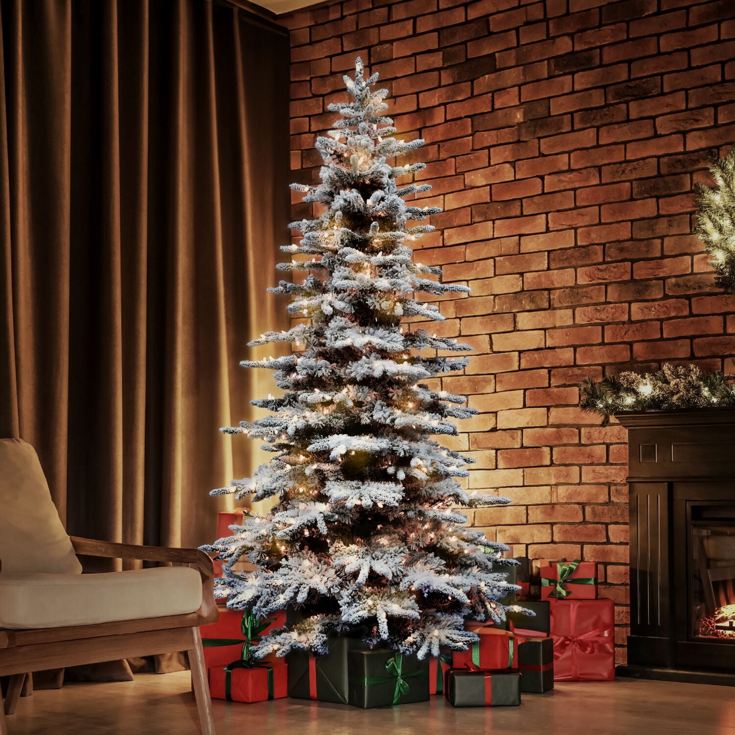 Fraser Hill Farm 10ft. PreLit Mountain Pine Snow Flocked Artificial