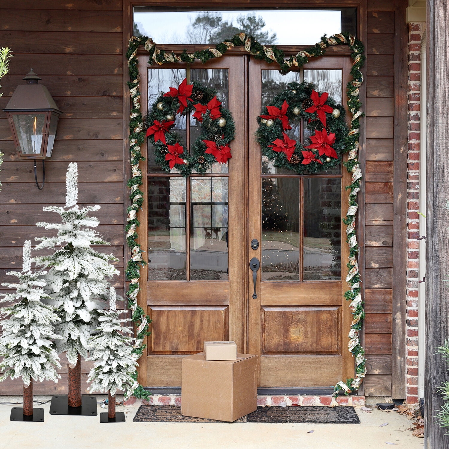 2-Ft Snowy White Downswept Artificial Christmas Tree with Metal Stand
