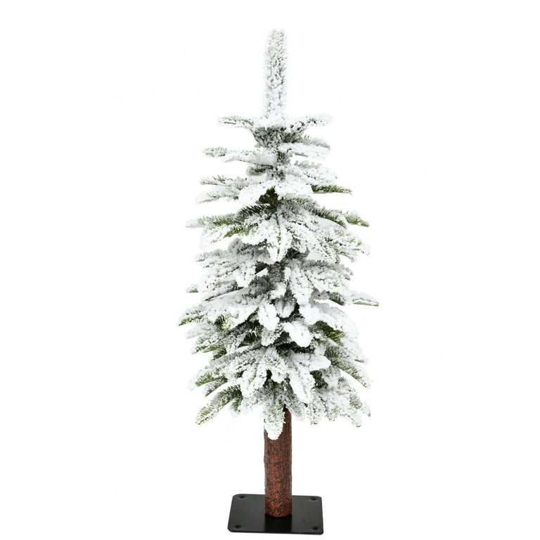 Fraser Hill Farm 2 Ft. Snowy Downswept Tree No Lights Metal Stand Included Festive Christmas Holiday Decor White FFSD024 0SN