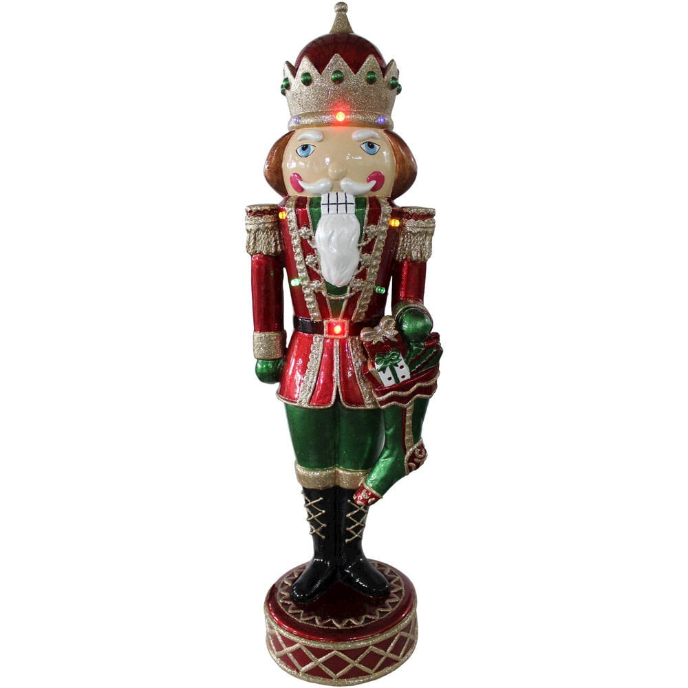 22" Red and Green LED Musical Nutcracker Figurine