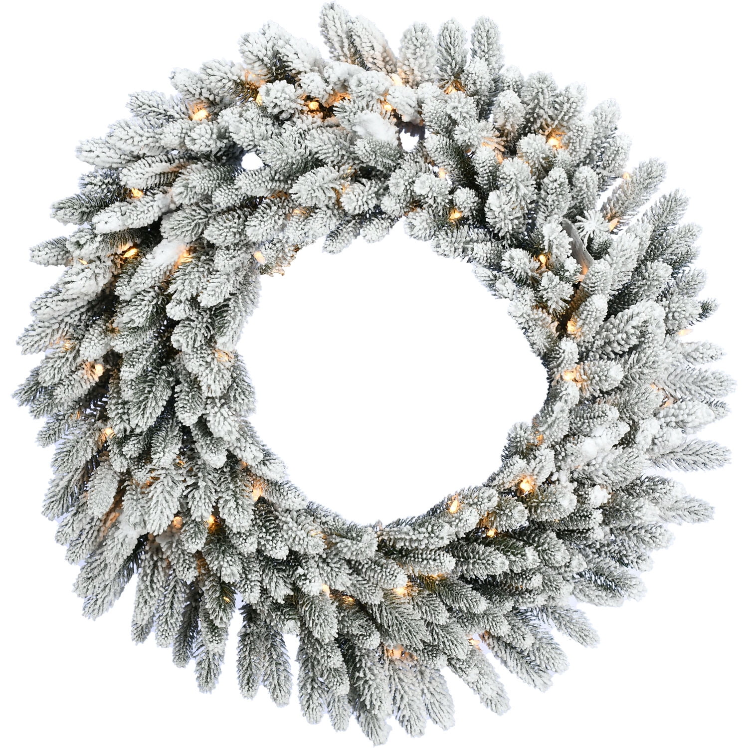 Festive Evergreen 24" Artificial Snow Flocked Outdoor Christmas Wreath with LED Lights
