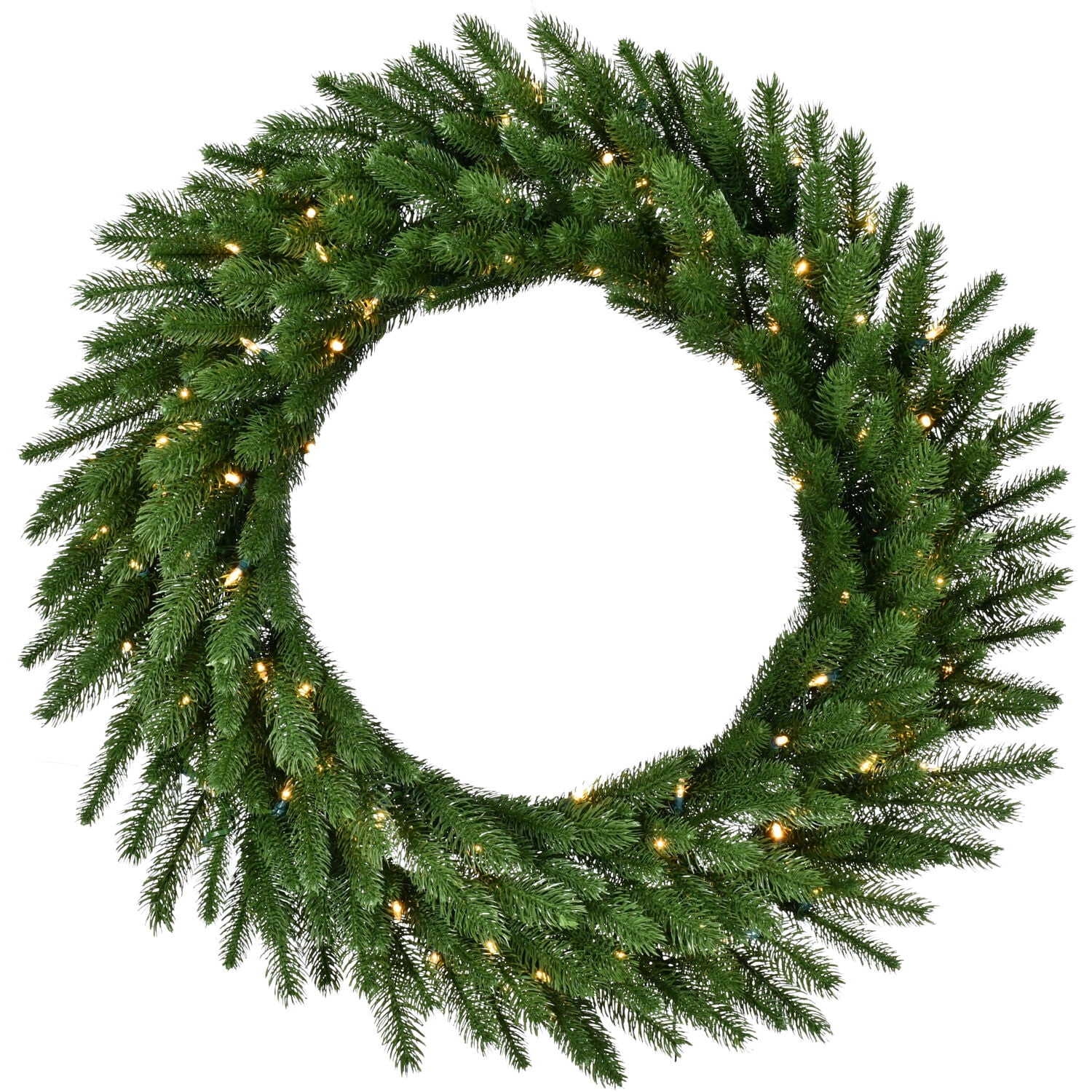 36" Green Pine Artificial Wreath with LED Lights