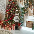 thumbnail image 1 of Fraser Hill Farm 48-In. Nutcracker Holding Staff MGO Figurine, Festive Indoor Christmas Holiday Decorations, White/Gold, FFMG048-0NC-GLD, 1 of 8